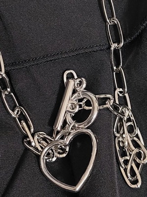 Necklace with heart clasp silver color new, length 55cm