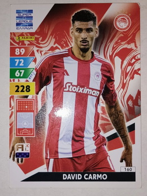 David Carmo Olympiacos collectible card used, Panini Super League Adrenalyn XL 2024-2025