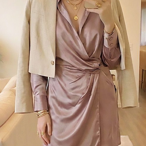 Peace & Love Satin Wrap Dress New With Tag, Dusty Pink, Size 36 EU