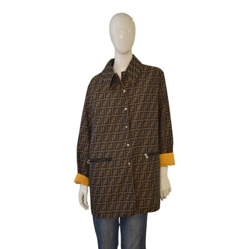 Fendi Jeans reversible Zucca FF monogram jacket, yellow, IT 42