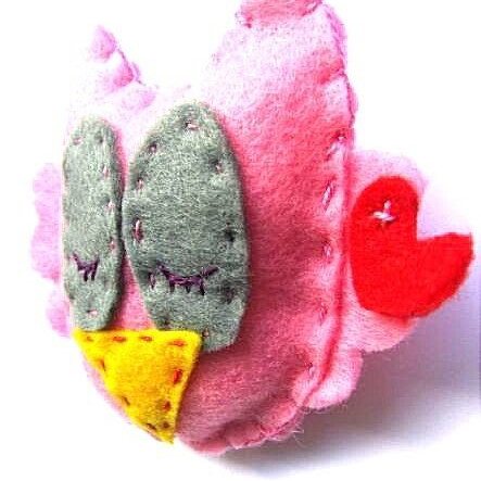 Owl brooch handmade from felt new