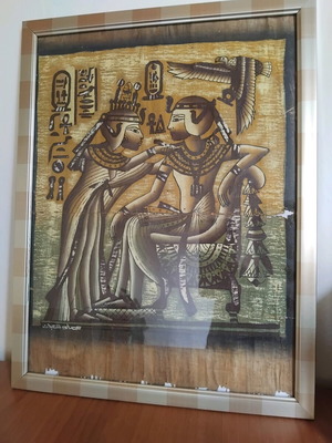 Authentic Egyptian papyrus in frame like new (32x42 cm)