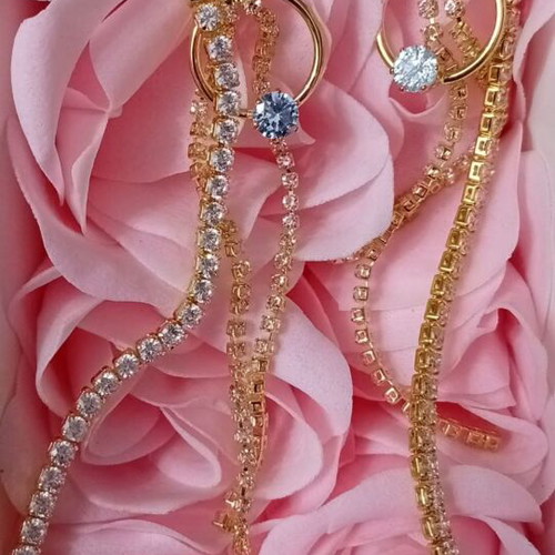 Steel jewelry set gold color, new