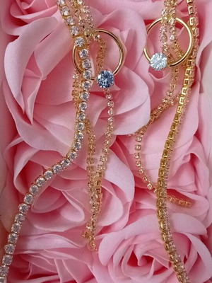 Steel jewelry set gold color, new