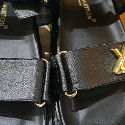 Lv πέδιλα αφόρετα, δερμάτινα, μέγεθος 39, μαύρα