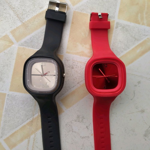 Wristwatches new, black and red, silicone straps