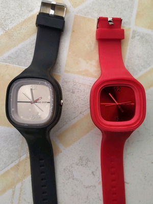 Wristwatches new, black and red, silicone straps