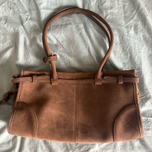 Prada suede shoulder bag brown like new with protective case