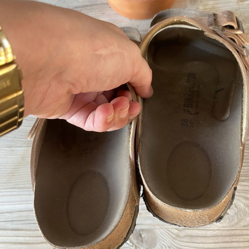 Birkenstock sandals used, brown, size 38