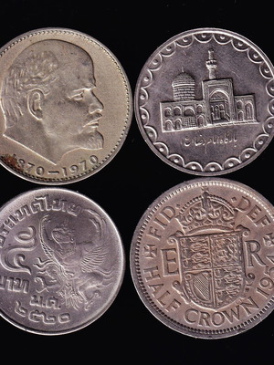 Lot of 4 coins from around the world used