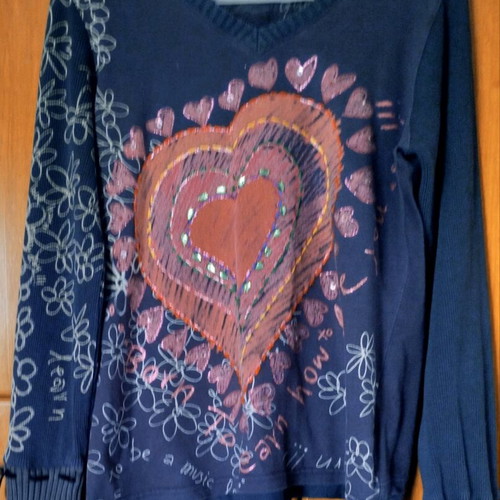 Μπλούζα Desigual XL μεταχειρισμένη, γκρι με σχέδιο
