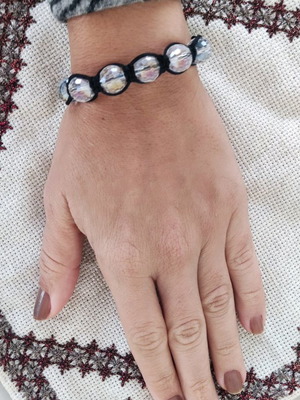 Macrame bracelet new with Swarovski crystals black and white