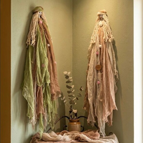 Set of 2 Handmade Decorative Wall Dolls Muses new