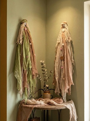 Set of 2 Handmade Decorative Wall Dolls Muses new