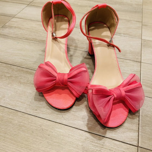 Pink women's sandals with bow, size 45, like new