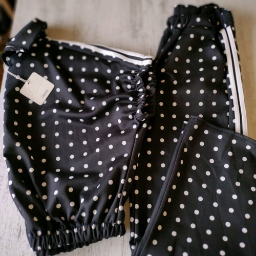 Sporty elegant women's set new, black with white dots