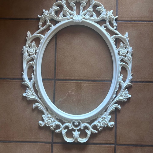 Vintage oval ornate white mirror frame like new