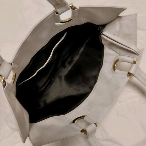 Leather handbag used, white