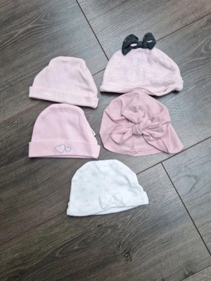 Set of newborn baby girl hats 0-3 months