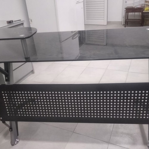 Glass desk used 60x120 cm, metal and glass