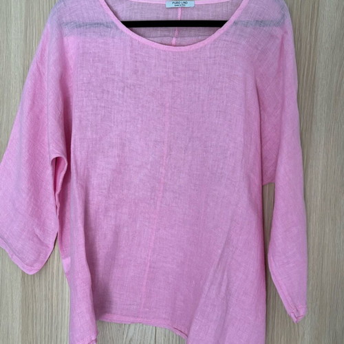 Pink linen blouse 100% linen