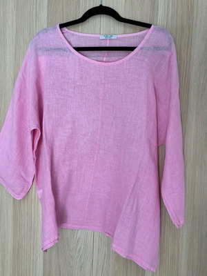 Pink linen blouse 100% linen