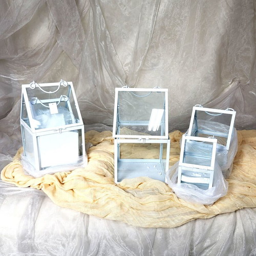 Glass Mini Greenhouses New With White Metal Frame