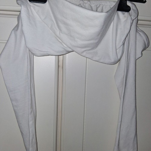 Shein White Draped Off-Shoulder Crop Top with Long Sleeves like new