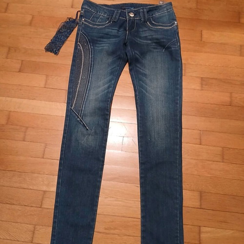 Kiss Miss skinny jeans new with strass embroidery, size 44 (XS)
