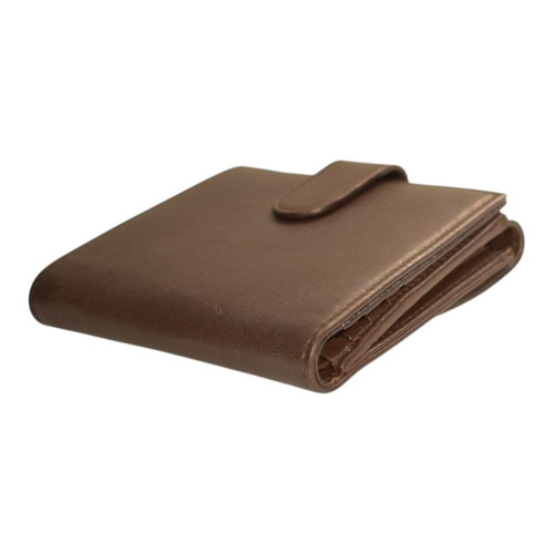 Christian Dior vintage brown leather wallet with gold clasp and pouch