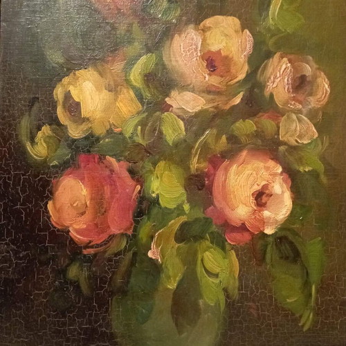 Authentic oil painting paste technique new with wooden frame