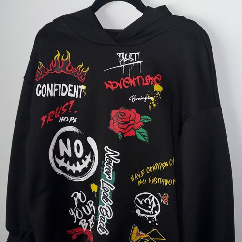 Shein oversize hoodie black M with graffiti print like new
