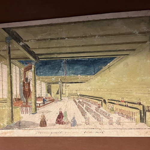 Old painting used, 18th century with detail and precision