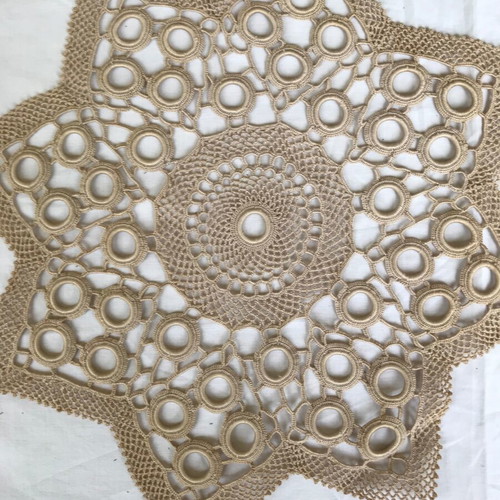 Set of 9 handmade antique doilies used