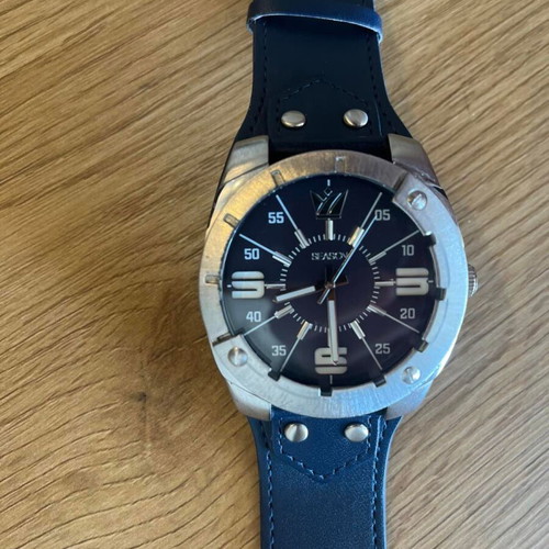 Ανδρικό ρολόι Season Time Power 48mm με μπλε δερμάτινο λουράκι καινούργιο