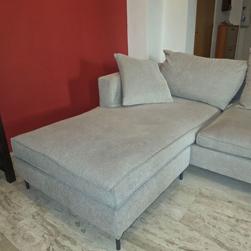 Norman Entos corner sofa 2.55x1.65 m, light grey fabric