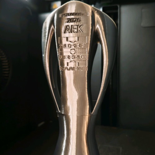 Κούπα Super League ΑΕΚ 2026 καινούργια, 3d printed, ασημί γυαλιστερή