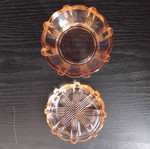 Vintage glass box with lid Art Deco style, used, pink-peach