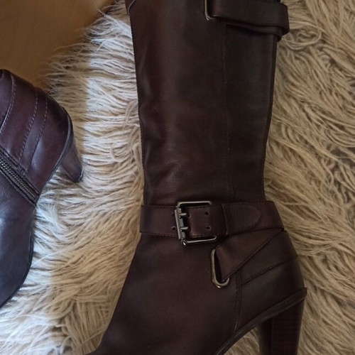 DKNYC leather boots brown like new, 9 cm heel