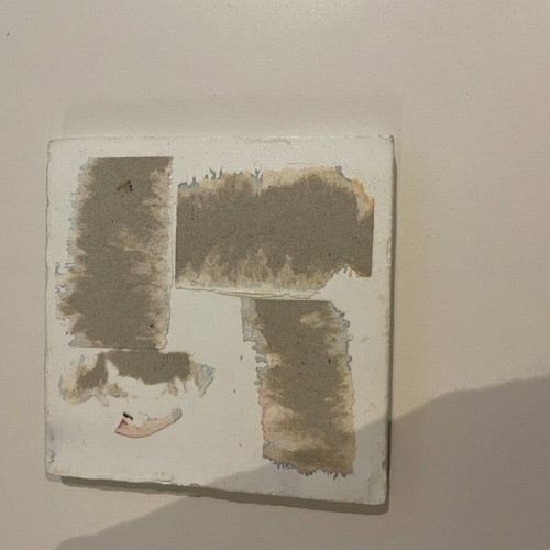 Folk Scene tile used with woman and donkey, ceramic