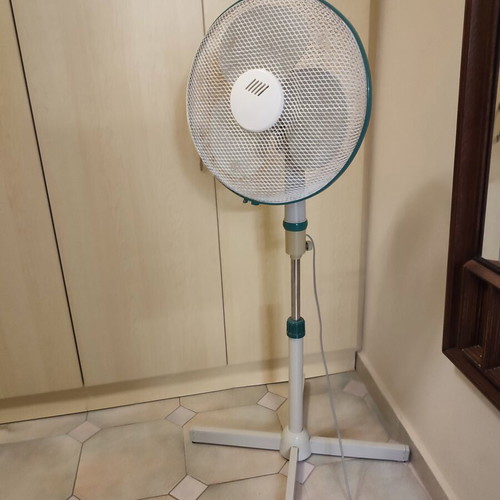Rhonson fan used, white with green details