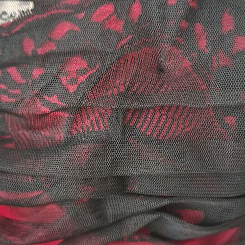 Draped evening dress like new, black outside, fuchsia inside, size S