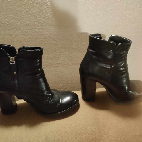 BATA leather ankle boots used, black, 10cm heel