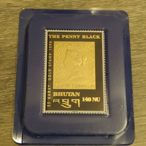 The Penny Black 1996 commemorative stamp with 22-carat gold leaf new