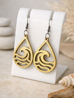 Wave Creations Handmade Wooden Earrings new