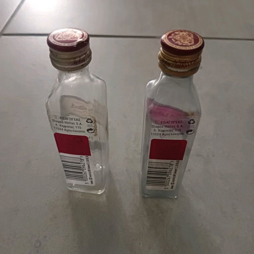Empty drink miniatures made of PVC used, set of two