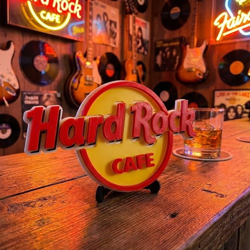 3D Printed Hard Rock Cafe Logo New for Decoration and Gift