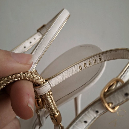Casadei sandals white and gold used, size 39.5