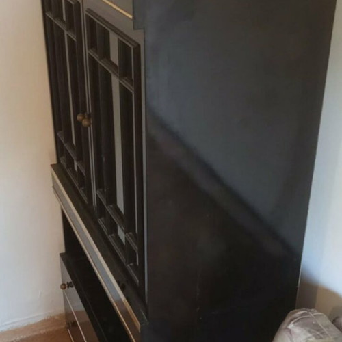 Wooden display cabinet black lacquer like new