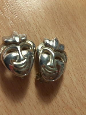 Vintage clip earrings Ancient Greek theatrical mask like new
